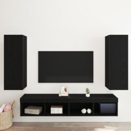 Berkfield Home Wall-Mounted TV Cabinets - 2 pcs Black Oak, 30.5x30x90 cm, Made from Engineered Wood - Size: 30.5x30x90 cm - thumbnail 4