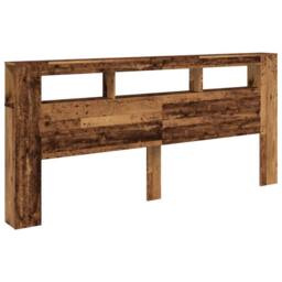 Berkfield Home LED Headboard Old Wood 220x18.5x103.5 cm Engineered Wood in Brown - thumbnail 3