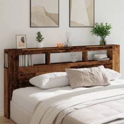 Berkfield Home LED Headboard Old Wood 220x18.5x103.5 cm Engineered Wood in Brown - thumbnail 4