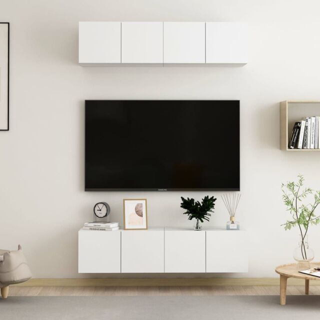 Berkfield Home TV Cabinets 4 pcs White 60x30x30 cm Engineered Wood - Size: 60 x 30 x 30 cm - image 1