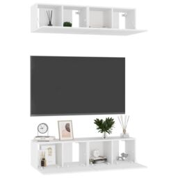 Berkfield Home TV Cabinets 4 pcs White 60x30x30 cm Engineered Wood - Size: 60 x 30 x 30 cm - thumbnail 3
