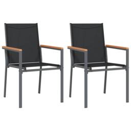 Berkfield Home Beautiful Garden Chairs 2 pcs Black 55x61.5x90 cm Textilene & Steel - thumbnail 3