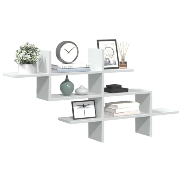 Berkfield Home Wall Shelf White 124.5x18x60.5 cm Engineered Wood - image 1