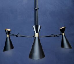 Orsina 3 Shade Black & Gold Pendant Light With Bent Arms, Ceiling Lamp With Adjustable Rods, Two-Tone Metal Pendant - thumbnail 2
