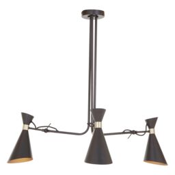 Orsina 3 Shade Black & Gold Pendant Light With Bent Arms, Ceiling Lamp With Adjustable Rods, Two-Tone Metal Pendant - thumbnail 4