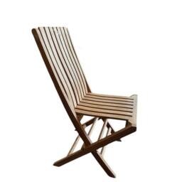 FLAVORA Solid Teak Garden Chair - High Back Folding Chair in Natural - Size: 0.6m2