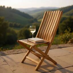 FLAVORA Solid Teak Garden Chair - High Back Folding Chair in Natural - Size: 0.6m2 - thumbnail 2