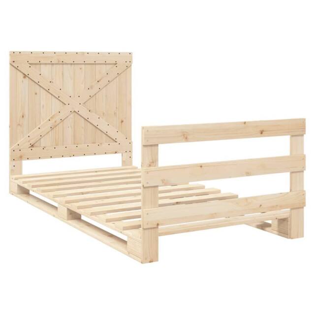 Berkfield Home Beautiful Bed Frame without Mattress with Headboard 100x200 cm So in Natural - image 1