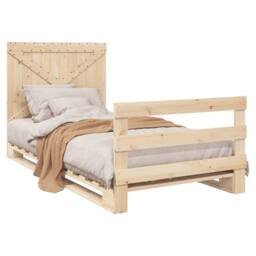 Berkfield Home Beautiful Bed Frame without Mattress with Headboard 100x200 cm So in Natural - thumbnail 4