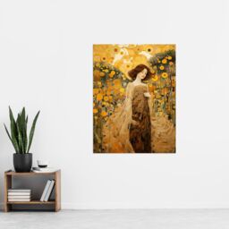 "Artery8 Walk On The Wildflower By Mia Rose Modern Klimt Style Painting Extra Large XL Wall Art Poster Print - Size: W24"" x H32""" - thumbnail 4