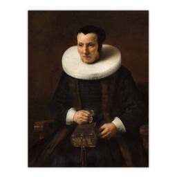 "Artery8 Old Lady with a Book Rembrandt van Rijn Wall Art Poster Print in Brown - Size: W12"" x H16""" - thumbnail 1