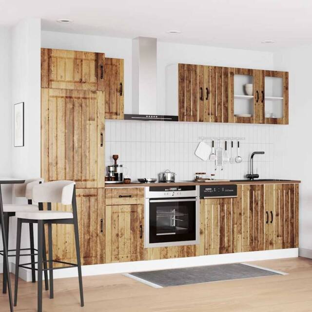 Berkfield Home Elegant 8 Piece Kitchen Cabinet Set Kalmar Old Wood Engineered Wood in Brown - image 1