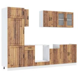 Berkfield Home Elegant 8 Piece Kitchen Cabinet Set Kalmar Old Wood Engineered Wood in Brown - thumbnail 3