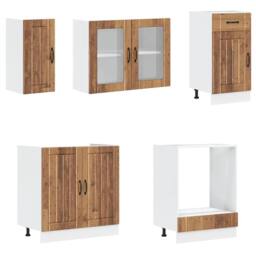 Berkfield Home Elegant 8 Piece Kitchen Cabinet Set Kalmar Old Wood Engineered Wood in Brown - thumbnail 4