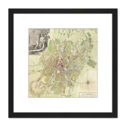 Artery8 Map Antique 1739 Michurin Moscow City Plan Old Reproduction 8X8 Inch Square Wooden Framed Wall Art Print Picture with Mount in Black - thumbnail 1