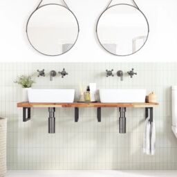 Berkfield Home Bathroom Vanity Top Oil Finished 140x40x4 cm Solid Wood Acacia in Brown - Size: 140 x 40 x 4 cm - thumbnail 2
