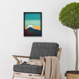 Artery8 Mount Fuji Volcano Peak At Sunrise Artwork Framed Wall Art Print A4 in Black - thumbnail 2
