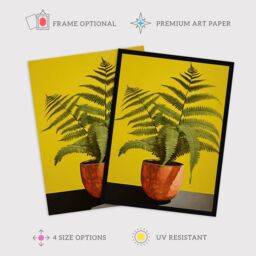 "Wee Blue Coo Wall Art Print Flourishing Ferns House Plant on Yellow Living Room - Size: W24"" x H32""" - thumbnail 2