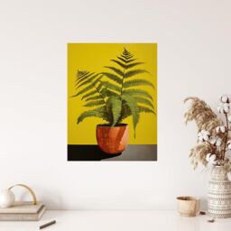 "Wee Blue Coo Wall Art Print Flourishing Ferns House Plant on Yellow Living Room - Size: W24"" x H32""" - thumbnail 4