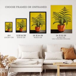 "Wee Blue Coo Wall Art Print Flourishing Ferns House Plant on Yellow Living Room - Size: W24"" x H32""" - thumbnail 3