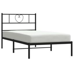 Berkfield Home Metal Bed Frame with Headboard Black 90x190 cm Single - thumbnail 3