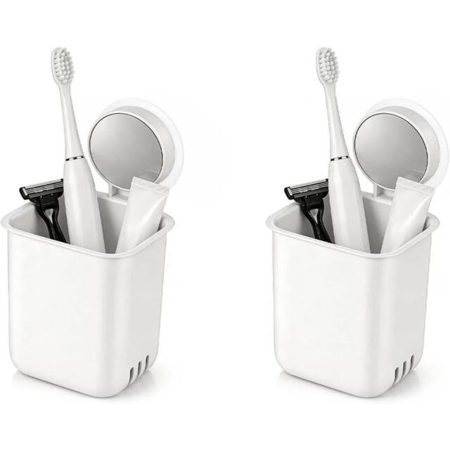 KORVIXA 2 Pack Wall Mounted Toothbrush Holder in White - image 1