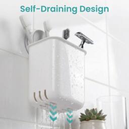 KORVIXA 2 Pack Wall Mounted Toothbrush Holder in White - thumbnail 4