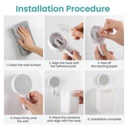 KORVIXA 2 Pack Wall Mounted Toothbrush Holder in White - thumbnail 3