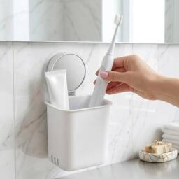 KORVIXA 2 Pack Wall Mounted Toothbrush Holder in White - thumbnail 5