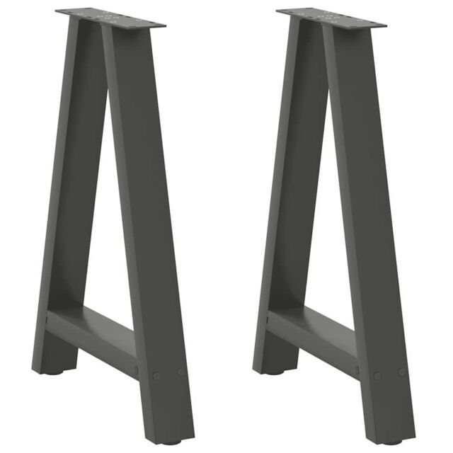 Berkfield Home Coffee Table Legs A-Shaped 2 pcs Anthracite¬†60x(72-73) cm Steel in Black - image 1