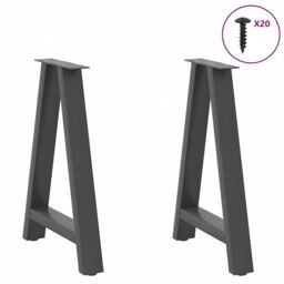 Berkfield Home Coffee Table Legs A-Shaped 2 pcs Anthracite¬†60x(72-73) cm Steel in Black - thumbnail 3