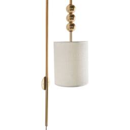 Wyld and Coco Wall Lamp Brass Plated Iron Light Fabric Drum Shade Mid Century in Bronze - thumbnail 2