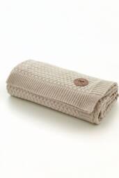 The Lyndon Company Cadenza Knitted Supersoft Yarn Dyed Knit Throw in Cream - Size: 130 cm x 170 cm - thumbnail 4