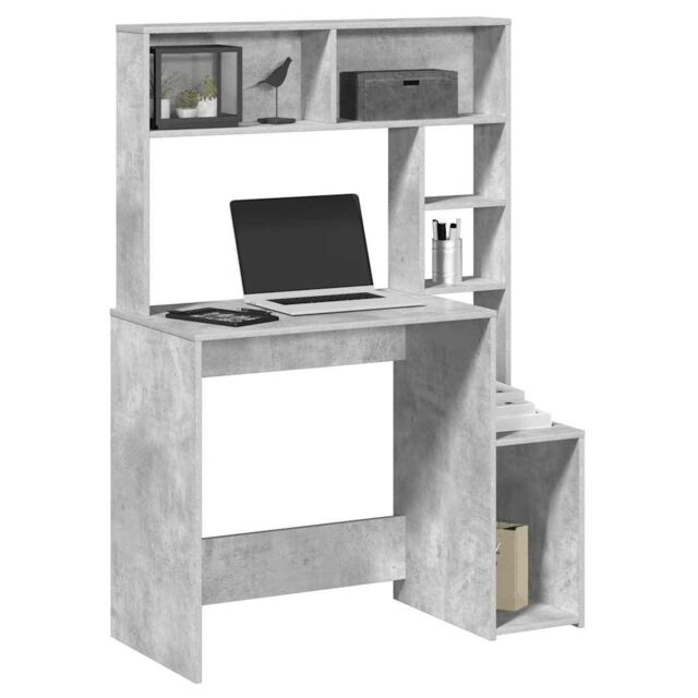 Berkfield Home Desk with Shelves Concrete Grey 100x45x140 cm Engineered Wood - Size: 100 x 45 x 140 cm - image 1
