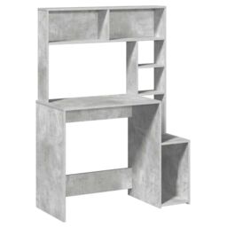 Berkfield Home Desk with Shelves Concrete Grey 100x45x140 cm Engineered Wood - Size: 100 x 45 x 140 cm - thumbnail 2