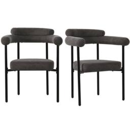 Modern Home Touch Set of 6 Modern Armrest Dining Chairs with Faux Suede Upholstery in Grey - Size: 6 Pack - thumbnail 1