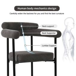 Modern Home Touch Set of 6 Modern Armrest Dining Chairs with Faux Suede Upholstery in Grey - Size: 6 Pack - thumbnail 6