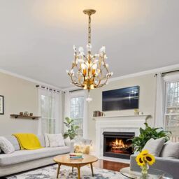 Garwarm 3-Light Golden K9 Crystal Chandelier For Hallway Living Room Bedroom in Gold - thumbnail 3
