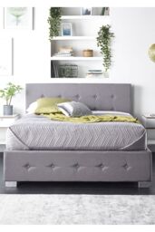 Aspire Side Opening Ottoman Storage in Grey Linen - Size: Single - thumbnail 1
