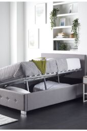 Aspire Side Opening Ottoman Storage in Grey Linen - Size: Single - thumbnail 4
