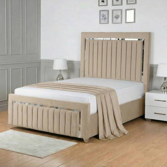 Living Comfort Bedz Chrome Edge Ottoman Gas Lift Storage Bed with 48 Inch Headboard in Cream - Size: Single - image 1