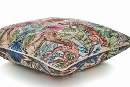 House of Norris Mozambique Velvet Mink Printed Cushion with Satin Piped Trim - Size: 50 cm x 50 cm - thumbnail 4