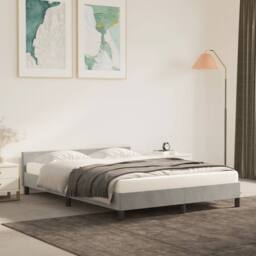 Berkfield Home Bed Frame with Headboard Light Grey 180x200cm Super King Velvet - thumbnail 1