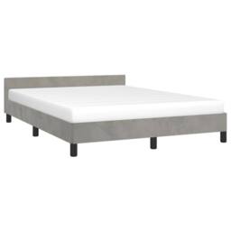 Berkfield Home Bed Frame with Headboard Light Grey 180x200cm Super King Velvet - thumbnail 3