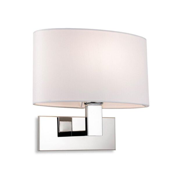 Netlighting Webster Wall Lamp Chrome with Oval Cream Shade in Grey