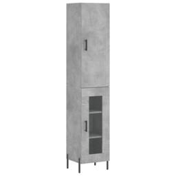 Berkfield Home Highboard Concrete Grey 34.5x34x180 cm Engineered Wood - thumbnail 3