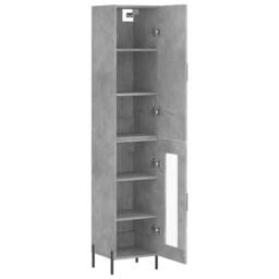 Berkfield Home Highboard Concrete Grey 34.5x34x180 cm Engineered Wood - thumbnail 4