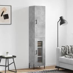 Berkfield Home Highboard Concrete Grey 34.5x34x180 cm Engineered Wood - thumbnail 2