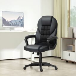HOMCOM Executive Office Chair High Back Computer Chair with Armrests Black - Size: 120