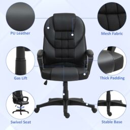 HOMCOM Executive Office Chair High Back Computer Chair with Armrests Black - Size: 120 - thumbnail 5